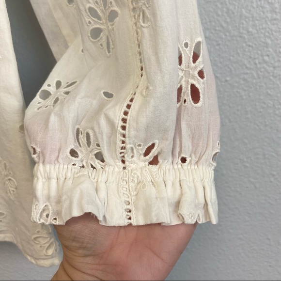 J.Crew Ruffle Neck Long Sleeve Eyelet Top Small - Picture 9 of 14